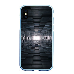 Чехол iPhone XS Max матовый Тёмная геометрия, цвет: 3D-голубой