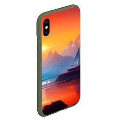 Чехол iPhone XS Max матовый Парус на закате, цвет: 3D-темно-зеленый — фото 2