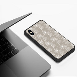 Чехол iPhone XS Max матовый Белый укроп на серо-бежевом фоне, цвет: 3D-черный — фото 2