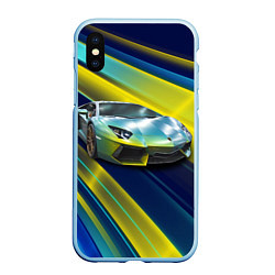 Чехол iPhone XS Max матовый Суперкар Lamborghini Reventon, цвет: 3D-голубой