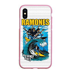 Чехол iPhone XS Max матовый Ramones rock away beach, цвет: 3D-розовый