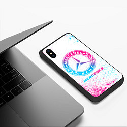 Чехол iPhone XS Max матовый Mercedes neon gradient style, цвет: 3D-черный — фото 2