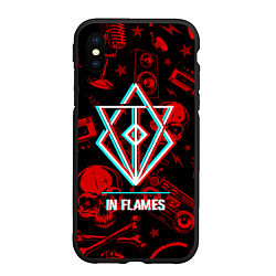 Чехол iPhone XS Max матовый In Flames rock glitch, цвет: 3D-черный