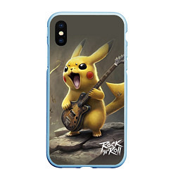 Чехол iPhone XS Max матовый Pikachu rock, цвет: 3D-голубой