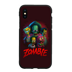 Чехол iPhone XS Max матовый Симпсоны зомби, цвет: 3D-черный