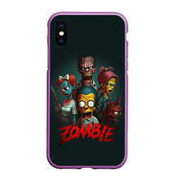Чехол iPhone XS Max матовый Zombie simpsons, цвет: 3D-фиолетовый