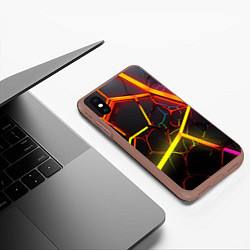 Чехол iPhone XS Max матовый Неоновые трубки, цвет: 3D-коричневый — фото 2