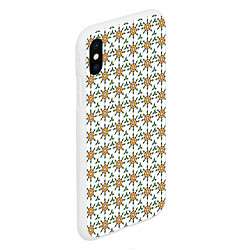 Чехол iPhone XS Max матовый Цветочный орнамент с листьями, цвет: 3D-белый — фото 2