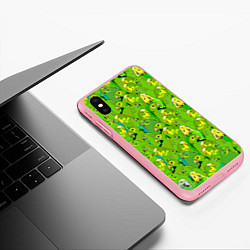 Чехол iPhone XS Max матовый Зеленые волнистые попугайчики, цвет: 3D-баблгам — фото 2