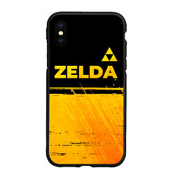 Чехол iPhone XS Max матовый Zelda - gold gradient: символ сверху, цвет: 3D-черный