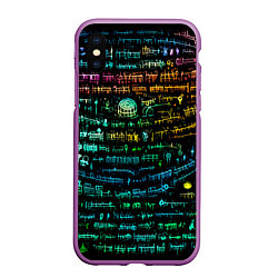 Чехол iPhone XS Max матовый Символы психоделика - нейронная сеть, цвет: 3D-фиолетовый