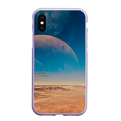 Чехол iPhone XS Max матовый Пустыня и очертания планеты, цвет: 3D-светло-сиреневый