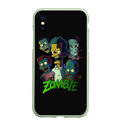 Чехол iPhone XS Max матовый Zombie Simpsons, цвет: 3D-салатовый