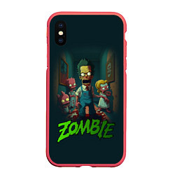 Чехол iPhone XS Max матовый Зомби Симпсоны, цвет: 3D-красный
