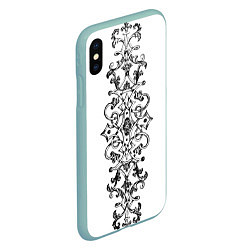 Чехол iPhone XS Max матовый Винтажный узор на белом, цвет: 3D-мятный — фото 2