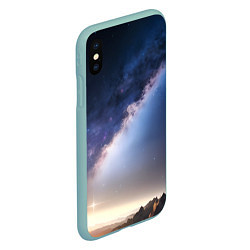 Чехол iPhone XS Max матовый Звёздное небо и горы, цвет: 3D-мятный — фото 2