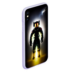 Чехол iPhone XS Max матовый Неоновый космонавт - нейросеть, цвет: 3D-светло-сиреневый — фото 2