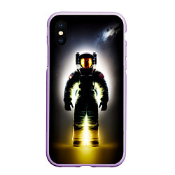 Чехол iPhone XS Max матовый Неоновый космонавт - нейросеть, цвет: 3D-сиреневый