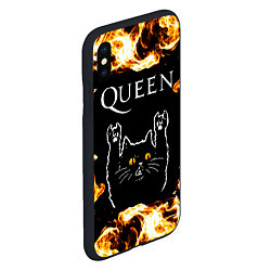 Чехол iPhone XS Max матовый Queen рок кот и огонь, цвет: 3D-черный — фото 2