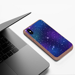 Чехол iPhone XS Max матовый Фиолетовая розовая звездная туманность в космосе, цвет: 3D-коричневый — фото 2