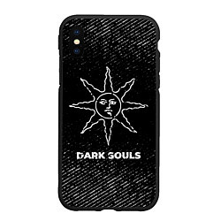 Чехол iPhone XS Max матовый Dark Souls с потертостями на темном фоне, цвет: 3D-черный