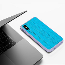 Чехол iPhone XS Max матовый Деревянный забор, цвет: 3D-светло-сиреневый — фото 2