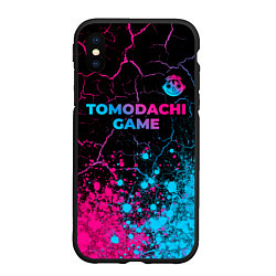 Чехол iPhone XS Max матовый Tomodachi Game - neon gradient: символ сверху, цвет: 3D-черный