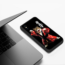 Чехол iPhone XS Max матовый Кот каратист: черный пояс, цвет: 3D-черный — фото 2