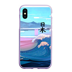 Чехол iPhone XS Max матовый Japan - landscape - waves, цвет: 3D-светло-сиреневый
