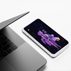 Чехол iPhone XS Max матовый Силуэт Шинобу Кочо, бабочки и цветущая глициния, цвет: 3D-белый — фото 2