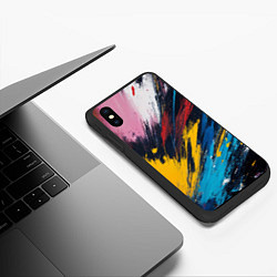 Чехол iPhone XS Max матовый Разлив акварели, цвет: 3D-черный — фото 2