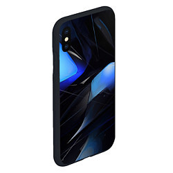 Чехол iPhone XS Max матовый Black blue elements, цвет: 3D-черный — фото 2