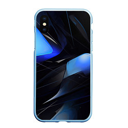 Чехол iPhone XS Max матовый Black blue elements, цвет: 3D-голубой