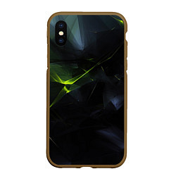 Чехол iPhone XS Max матовый Black green elements, цвет: 3D-коричневый