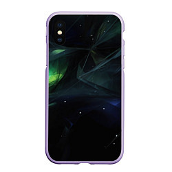 Чехол iPhone XS Max матовый Dark green black elements, цвет: 3D-светло-сиреневый