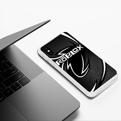Чехол iPhone XS Max матовый Роблокс - белая линия, цвет: 3D-белый — фото 2