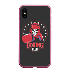 Чехол iPhone XS Max матовый Boxing club - боксёр, цвет: 3D-малиновый