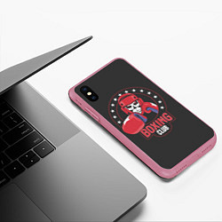 Чехол iPhone XS Max матовый Boxing club - боксёр, цвет: 3D-малиновый — фото 2