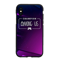 Чехол iPhone XS Max матовый Among Us gaming champion: рамка с лого и джойстико, цвет: 3D-черный