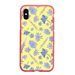 Чехол iPhone XS Max матовый Cute blue flowers, цвет: 3D-красный