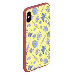 Чехол iPhone XS Max матовый Cute blue flowers, цвет: 3D-красный — фото 2