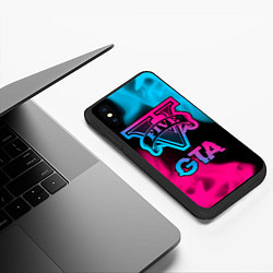 Чехол iPhone XS Max матовый GTA - neon gradient, цвет: 3D-черный — фото 2