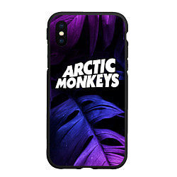 Чехол iPhone XS Max матовый Arctic Monkeys neon monstera, цвет: 3D-черный