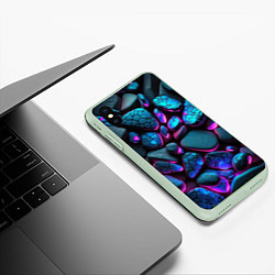Чехол iPhone XS Max матовый Неоновые камни, цвет: 3D-салатовый — фото 2