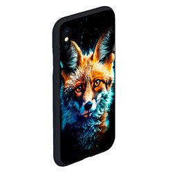Чехол iPhone XS Max матовый Милый лисёнок зимней ночью, цвет: 3D-черный — фото 2