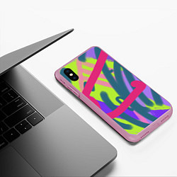 Чехол iPhone XS Max матовый Цветастая графика, цвет: 3D-розовый — фото 2
