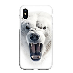 Чехол iPhone XS Max матовый Агрессивный белый медведь