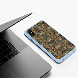 Чехол iPhone XS Max матовый Коричневые разводы масляной краски, цвет: 3D-голубой — фото 2