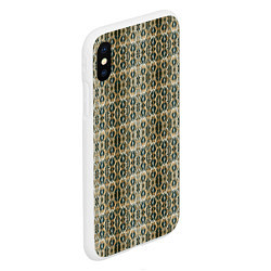 Чехол iPhone XS Max матовый Золотистые симметричные узоры, цвет: 3D-белый — фото 2