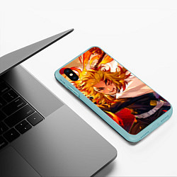 Чехол iPhone XS Max матовый Клинок, рассекающий демонов Ренгоку, цвет: 3D-мятный — фото 2